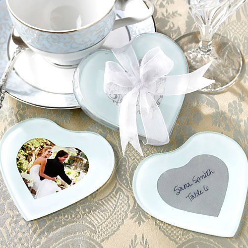 Heart Shaped Glass Photo Coasters