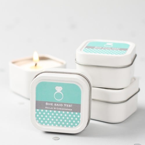 Mini Square Personalized Candle Wedding Favors