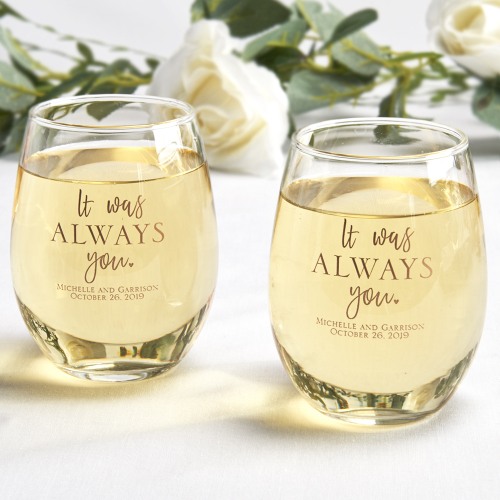 Personalized 9 Oz Stemless Wine Glass Favors Beau Coup