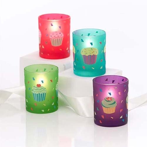 Cupcake Frosted Glass Votives