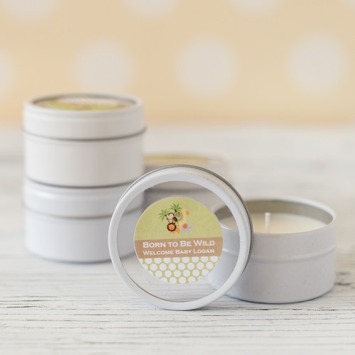 Mini Personalized Round Clear Top Candle Baby Shower Favor