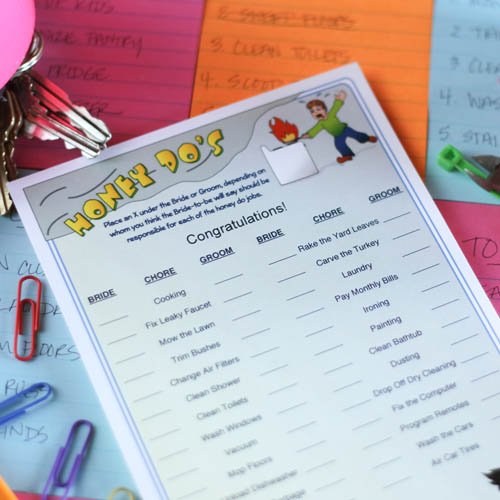 Honey Do game, bridal shower trivia game