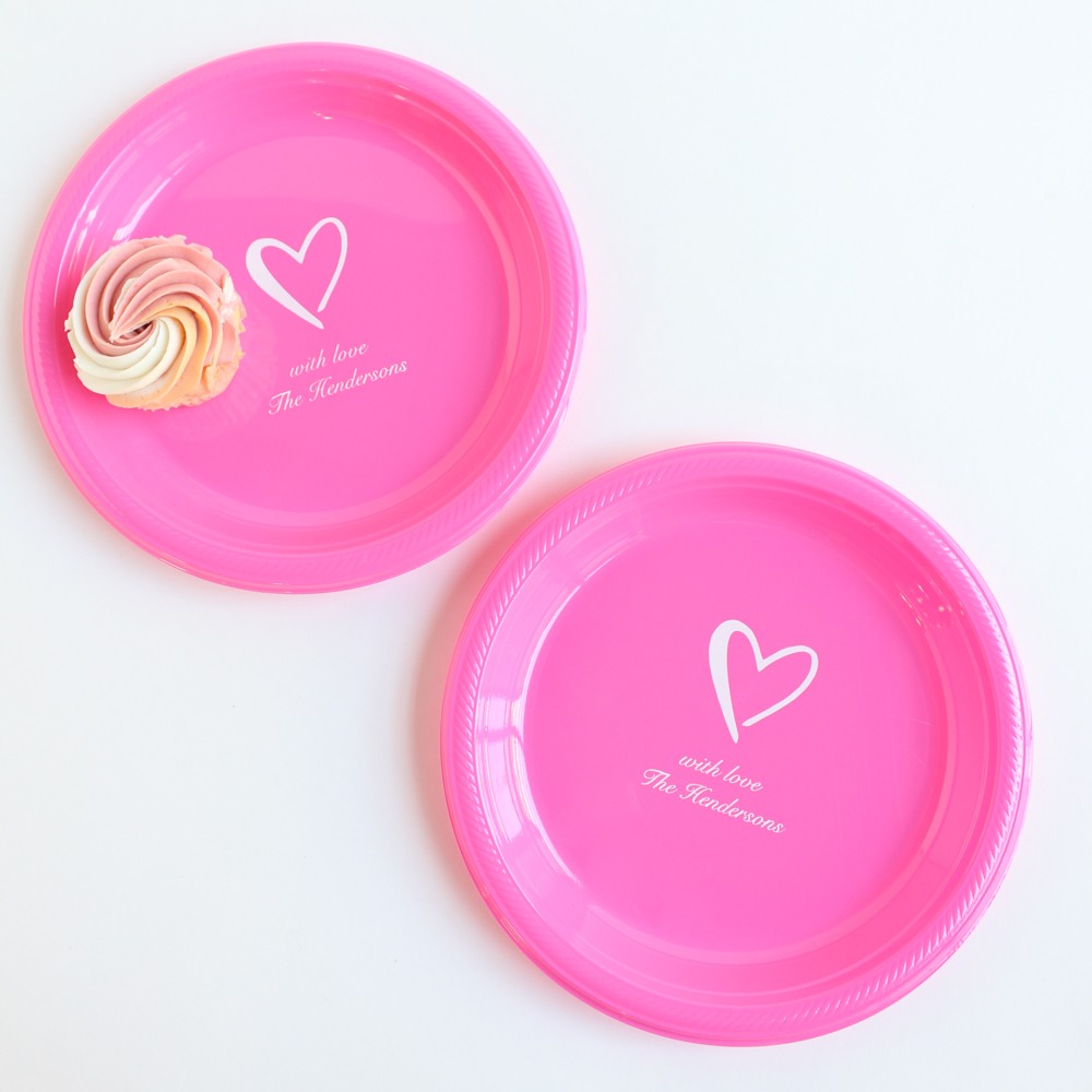 Personalized Round Wedding Plastic Plates