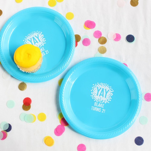 Personalized Round Birthday Plastic Plates