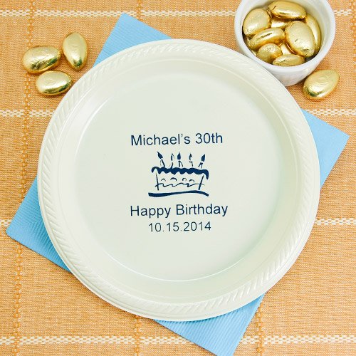 Personalized Round Birthday Plastic Plates