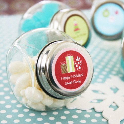 Personalized Mini Glass Holiday Candy Jar