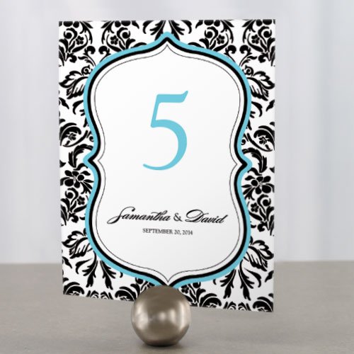 Personalized Damask Table Number Cards
