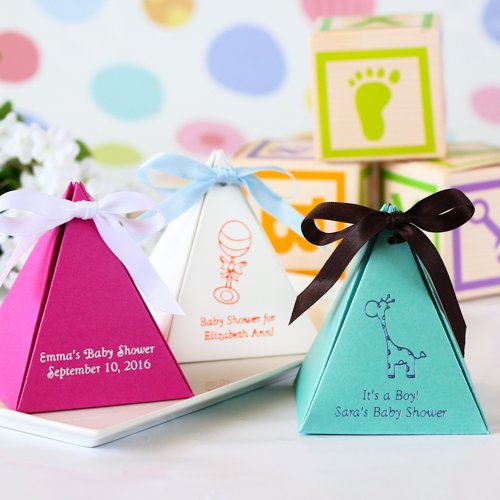 Personalized Pyramid Baby Shower Favor Box