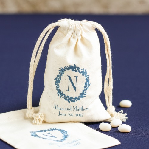 Personalized Natural Cotton Wedding Favor Bag
