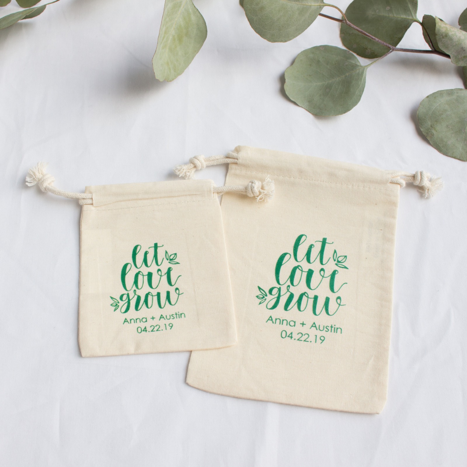 Personalized Natural Cotton Wedding Favor Bag