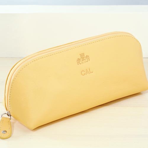 Monogrammed Leather Cosmetic Bag