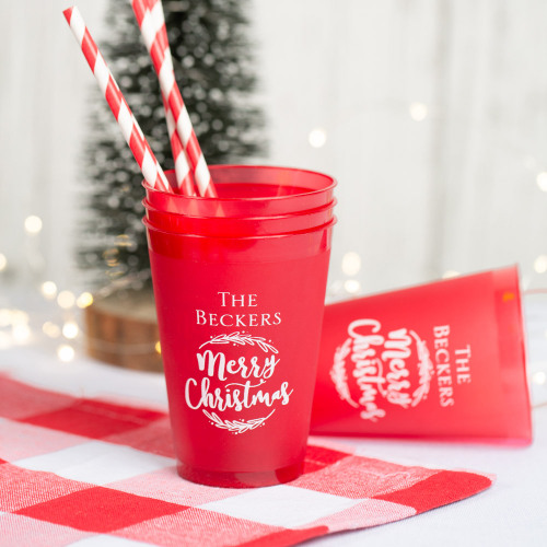 Personalized Frosted Plastic Holiday Cups
