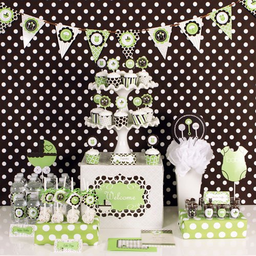 Green Baby Shower Party Kit