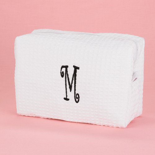 Personalized Waffle-Weave Cosmetic Bag