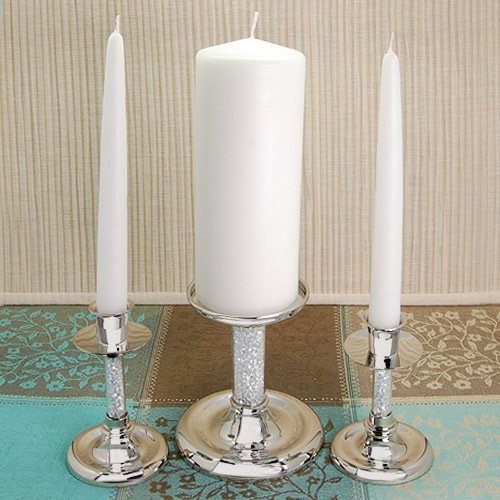 White Unity Candle Set White Wedding Taper Candles