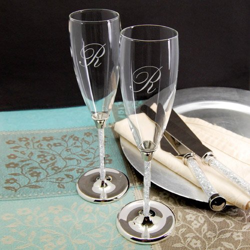 Glittering Beads Personalized Toasting Flutes