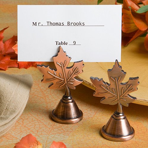 Autumn Leaf Copper Place Card Holder