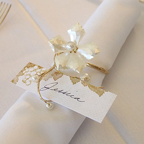 Pearl And Vintage Gold Wire Napkin Ring