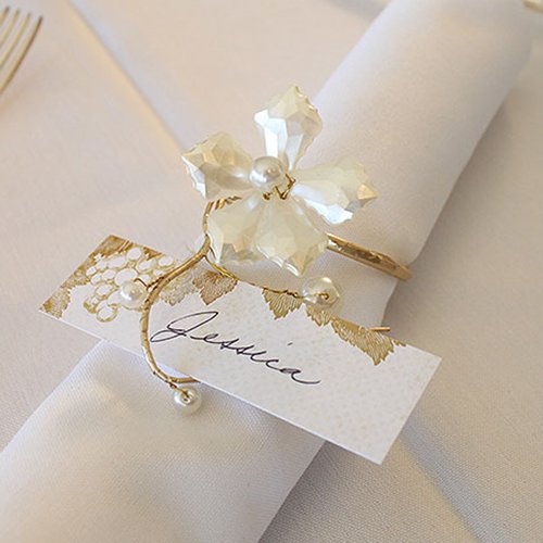 Pearl and Vintage Gold Wire Napkin Ring
