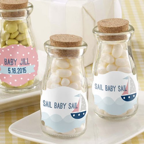 Personalized Baby Shower Vintage Milk Favor Jars