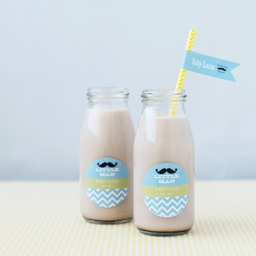 Personalized Baby Shower Milk Jars and Straws