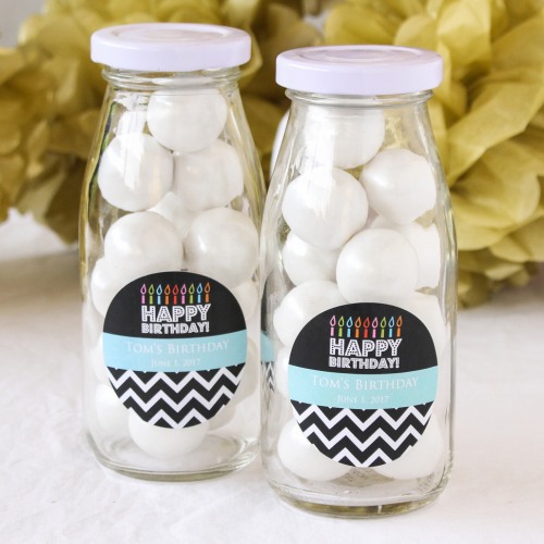 Personalized Birthday Milk Jars and Straws