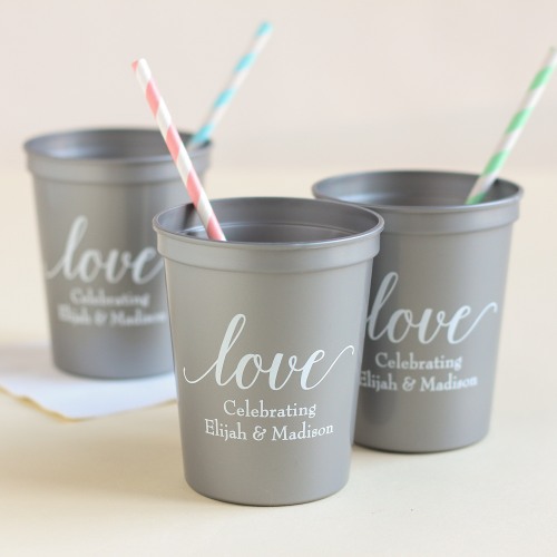 Personalized Bridal Stadium Cups Personalized Love Script Stadium Cups