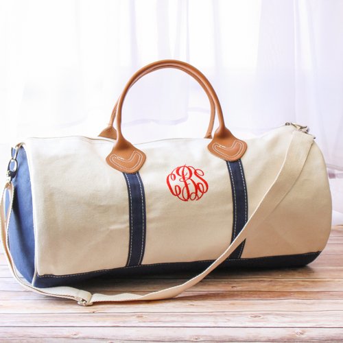 Round Canvas Duffle Bag, Personalized Canvas Duffle Bag, Personalized Canvas Duffle Bag