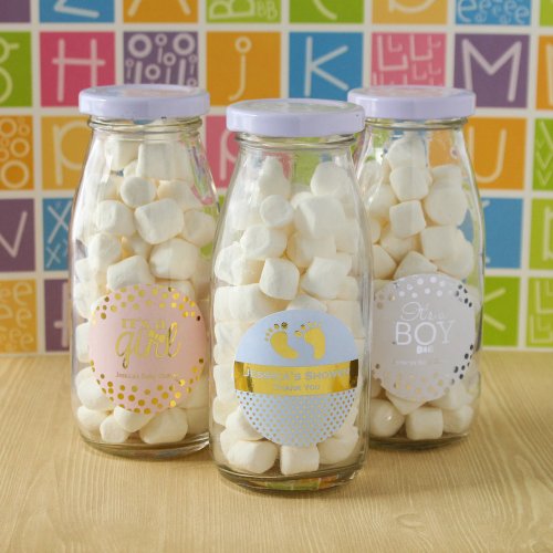 Personalized Baby Shower Metallic Foil Milk Bottles