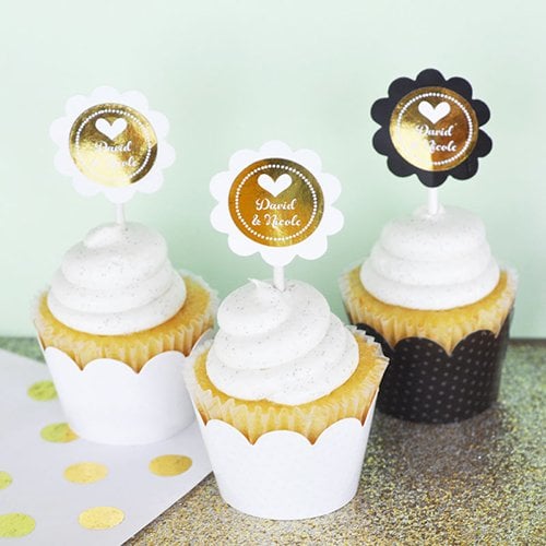 Personalized Metallic Foil Cupcake Wrappers & Toppers