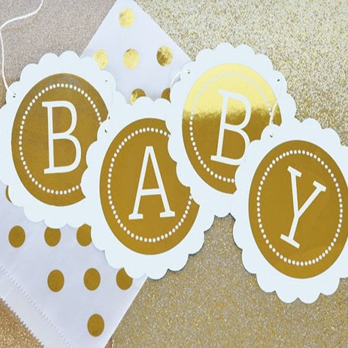 Personalized Baby Metallic Foil Scallop Banner