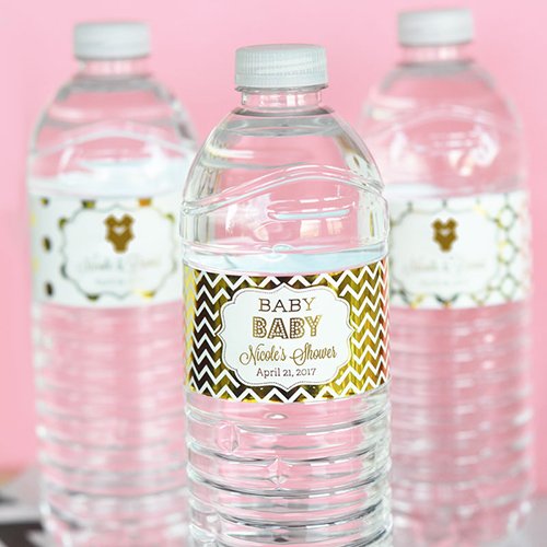 Personalized Baby Shower Metallic Drink Labels