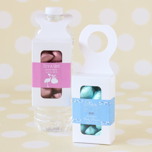 Bottle Hanger Favor Boxes with Personalized Baby Shower Labels
