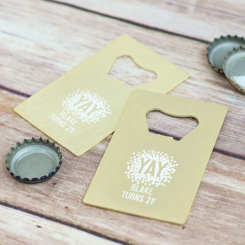 Personalized Birthday Credit Card Bottle Opener Favors