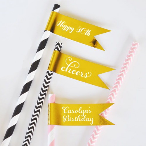Personalized Birthday Foil Flag Labels