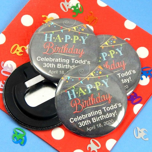 Personalized Birthday Button Bottle Opener