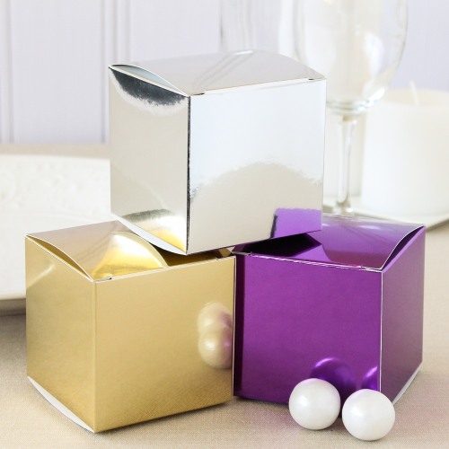 Metallic Cube Favor Boxes