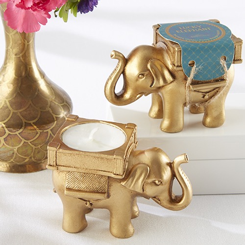 Lucky Golden Elephant Tealight Holder