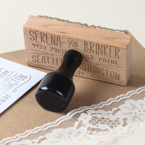 Personalized Wood Handle Rubber Stamp