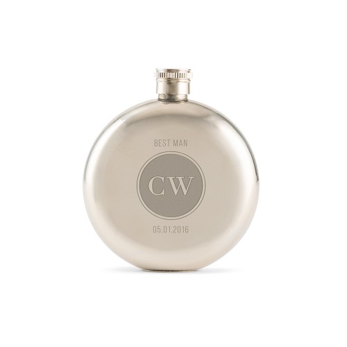 Personalized Polished Round Stainless Flask