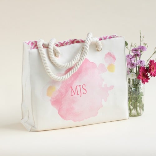 Personalized Watercolor Tote Bag
