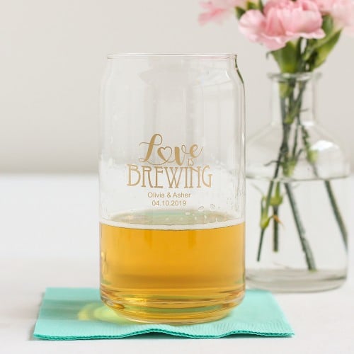 Personalized Wedding Can Glass
