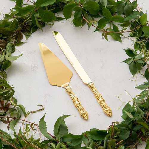 Personalized Classic Gold Cake Server Set
