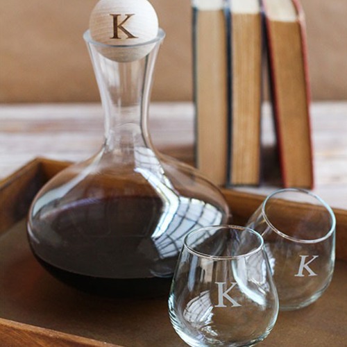 Personalized Wine Decanter with Wood Stopper
