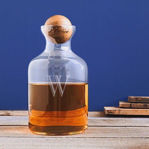 Personalized Glass Decanter with Wood Stopper
