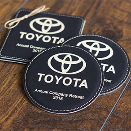 Personalized Corporate Faux Leather Coasters