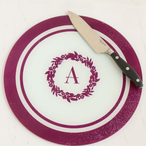 Round Personalized Tempered Glass Cutting Board