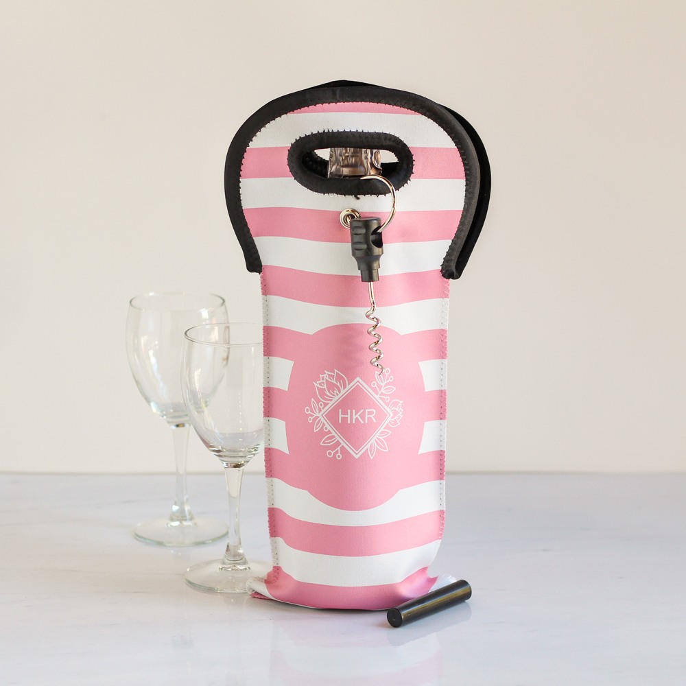 monogrammed insulated wine tote