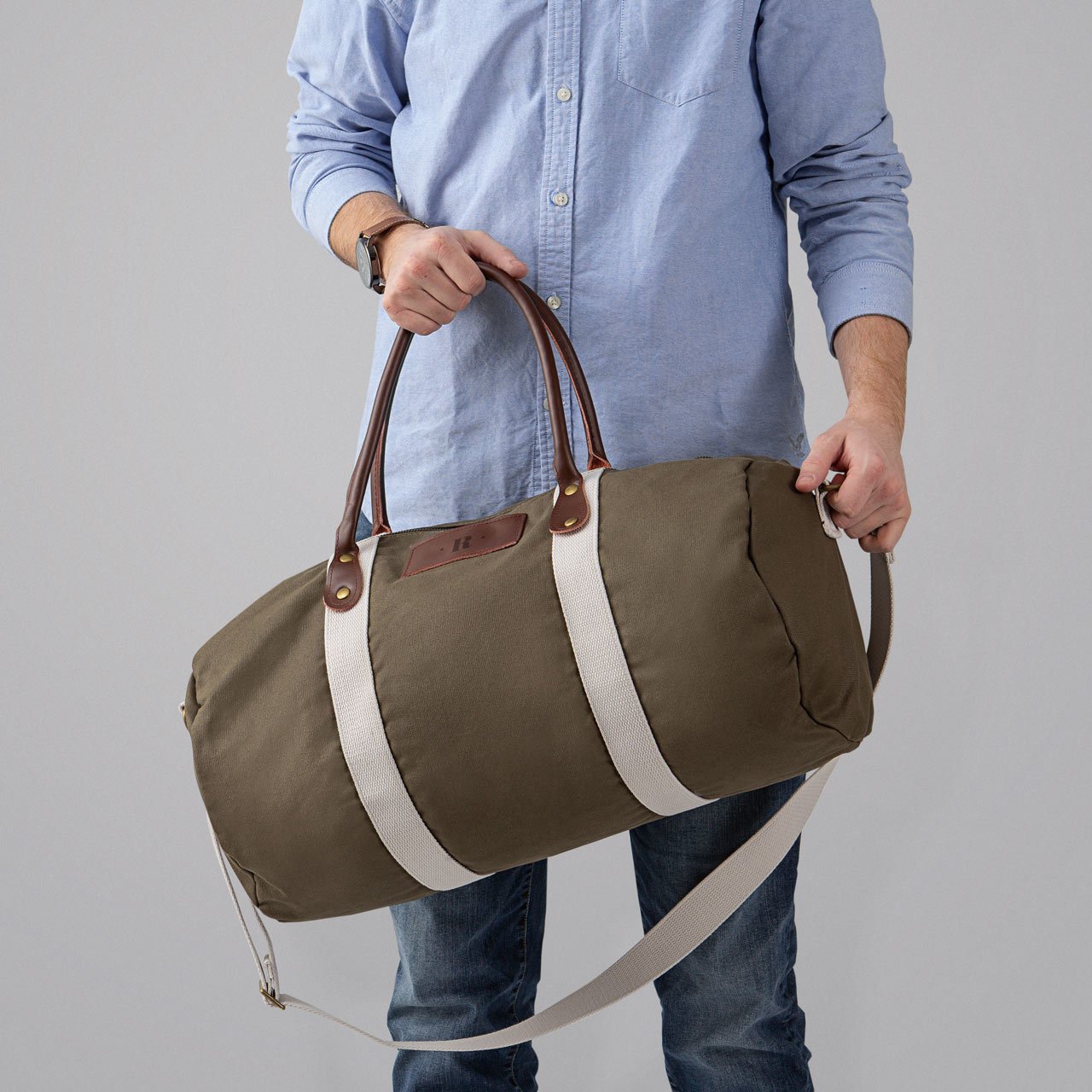 personalized leather duffle bags