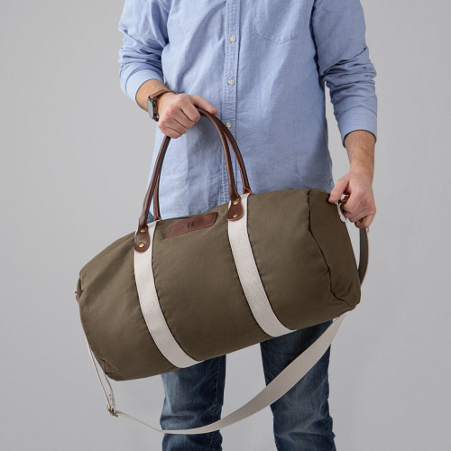 Personalized Canvas & Leather Duffle Bag